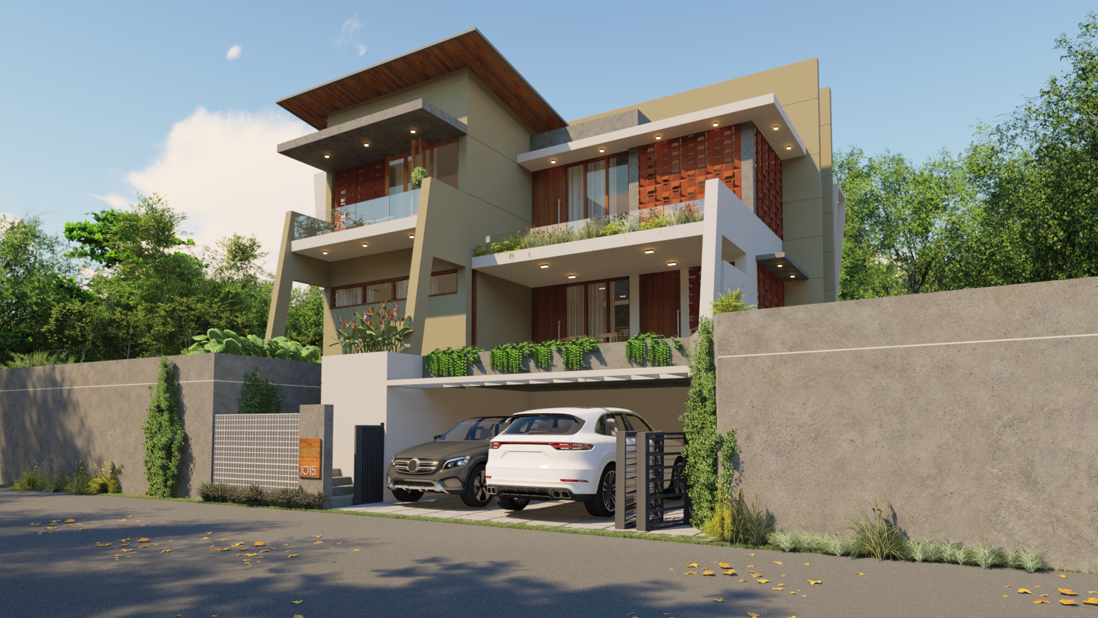 Traditional Kerala architecture with contemporary landscaping in Kochi